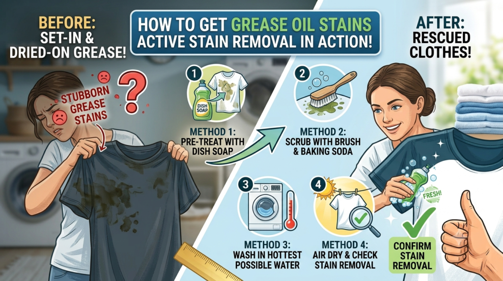 How to Remove Grease Stains From Clothes Using Household Items