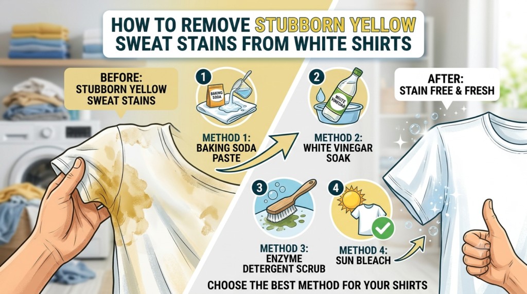 How to Remove Stubborn Yellow Sweat Stains From White Shirts